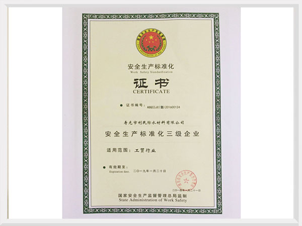 安全生產(chǎn)標(biāo)準(zhǔn)化證書(shū)